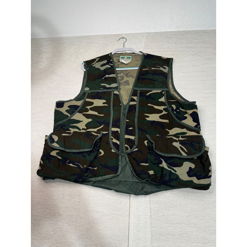 Game Winner Sportswear Camo Hunting Vest Mens XL Woodland Camouflage Game Bag